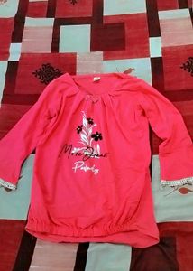 Pink Floral Top with Lace Sleeves