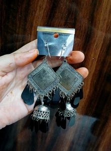 Trendy Boho Oxidised Mirror Jhumka Earrings 🖤