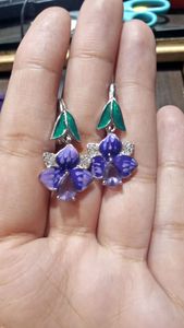 enamel painted  zicronia flower earrings