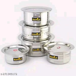 Stainless Steel Patila Bhagona Tope Set With Lid