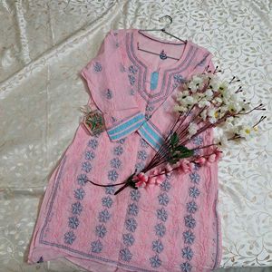 Pink Chickenkari Kurti