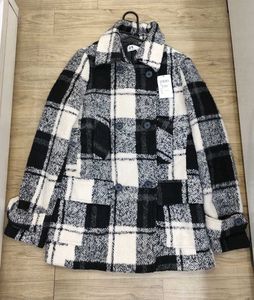 Plaid Wool Blend Coat