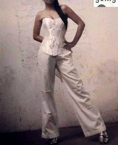 White Traditional Boned Satin Corset