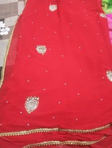 Red Embellished saree