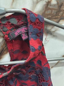 Red &amp; Blue Floral Lace Top