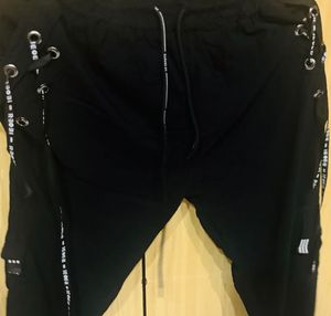 Black Lace-Up Detail Joggers