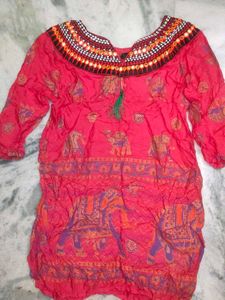 Bohemian Embroidered Red Dress