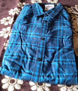 Blue and Black Plaid Button-Down Shirt