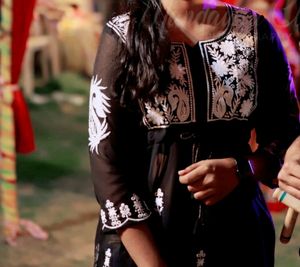 Chickankari Black Kurti , M Size
