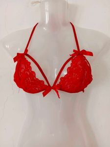 Red Lace Bralette with Bows