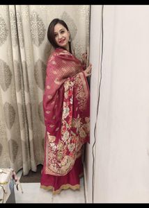 MAROON BANARASI SILK SUIT WITH PLAZZO