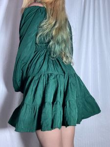 Emerald Green Tiered Mini Dress