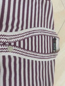 Purple With White Lined Sweater