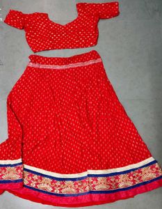 Red &amp; Blue Lehenga Choli Set