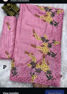 Elegant Black Floral Embroidered Saree