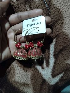 Red Jhumka Earrings