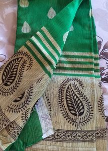 NEW Green Art Silk Saree