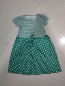 Green Striped & Polka Dot Dress