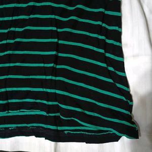 Black Green Stripes Shirt For Women