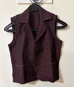 Burgundy Sleeveless Waistcoat