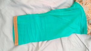 Teal &amp; Gold Embroidered Kurti