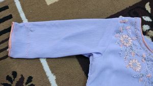Purple Kurta With Peach Umbrella Plazo And Dupatta