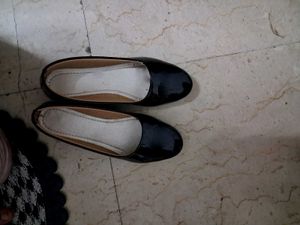 Black Wedge Heel Ballerinas