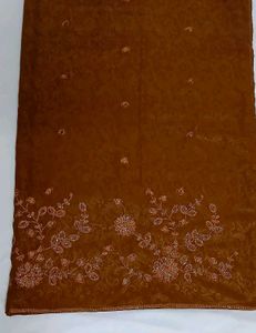 Coffee Brown Saree with Sequin Embroidery