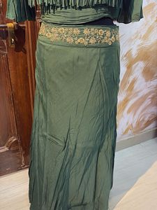 Green Embroidered Skirt &amp; Blouse Set