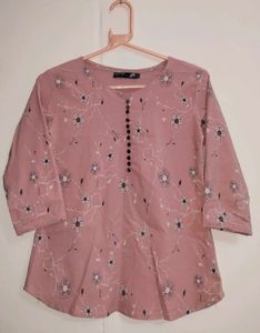 Pink Floral Print Tunic Top