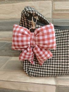 Puffy bow keyring Gingham red ♥️