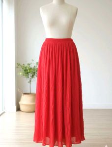 Elegant Red Maxi Skirt