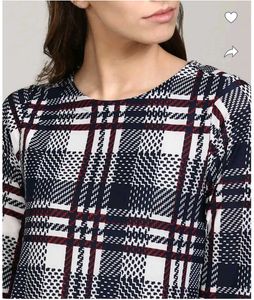 A-line Checked Print Midi Dress