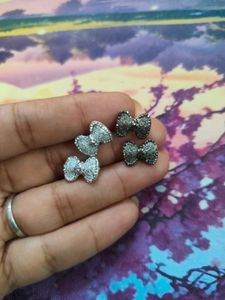 Sparkly Bow Stud Earrings