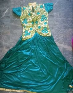 Party Wear Long Gown With Half Sleeves