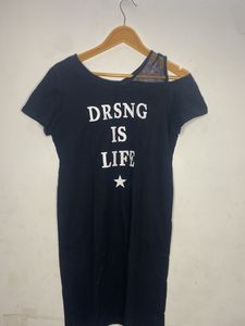 Black Graphic Mini Dress