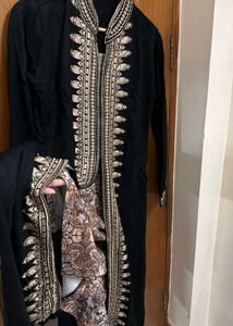 Warm Winter Black Embroidered Kurta