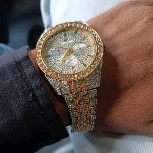 Blinged Out Gold & Diamond Wristwatch