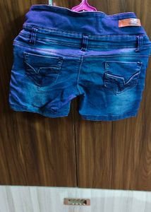 Blue High Waist Shorts