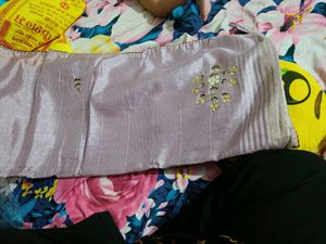 New Embroidered Saree With Attach Blouse Piece