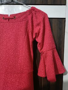 Red Midi Dress Bell Sleeves