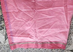 Peach Printed Kota Doria Saree