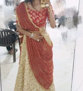 Red &amp; Cream Lehenga