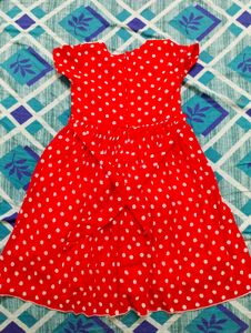 Pretty Frock-White Dots On Red Frock