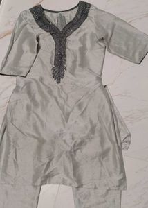 Elegant Silver Beaded Salwar Kameez