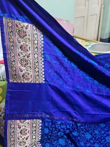 Elegant pure pashmina Blue Banarasi Saree
