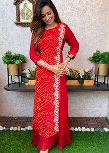 Pink Bandhani Kurta Set available in 3 color