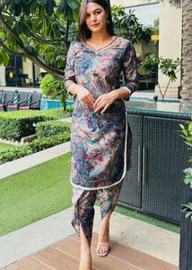 Floral Print Muslin Dhoti Kurta Set