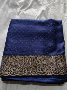 Navy Blue Embroidered Saree