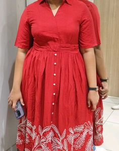Red Midi Shirt Dress